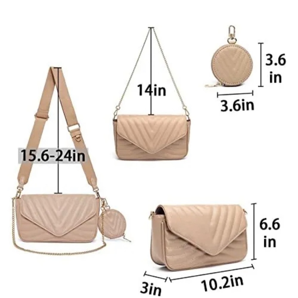Ant Expedition Quilted Crossbody Shoulder Bag with Chain Strap & Coin Purse - Picture 3 of 5
